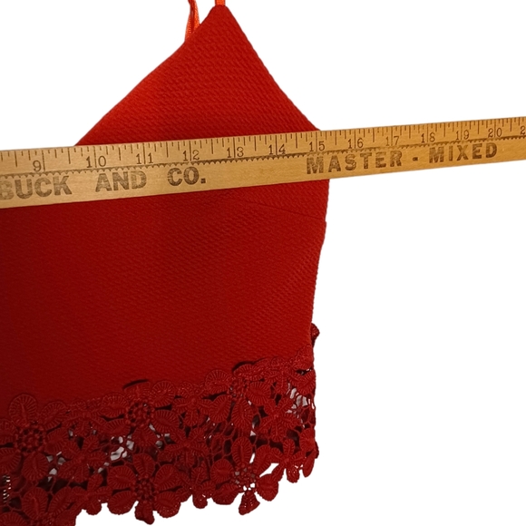 SARAH LA Rust Orange Floral Lace Hem Sleeveless Crop Top Small - Picture 5 of 6